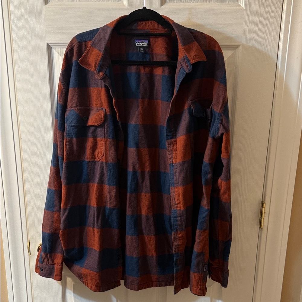 Patagonia Navy and Rust Checkered Shirt